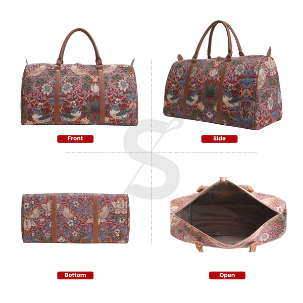 William Morris Strawberry Thief Red Big Travel Duffel Bag