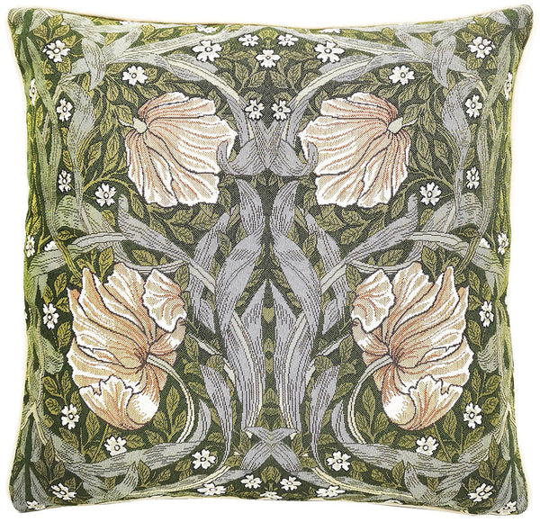 CCOV-PN-PIMPERNEL-GN | WILLIAM MORRIS PIMPERNEL AND THYME GREEN - PANELLED PILLOWCASE/CUSHION COVER 18X18 INCH