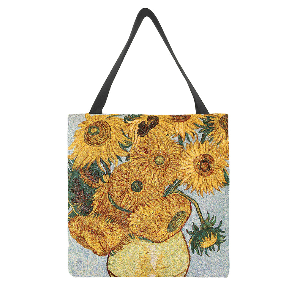 GUSS-ART-VG-SUNF | Van Gogh Sunflower Foldable Gusset Shopping Bag - www.signareusa.com
