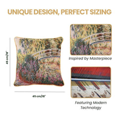 CCOV-ART-MONET-3 | CLAUDE MONET JAPANESE BRIDGE Pillowcase/CUSHION COVER | DECORATIVE DESIGN FASHION HOME PILLOW 18X18 INCH