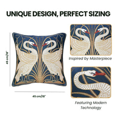 CCOV-ART-WC-SWAN | WALTER CRANE SWAN PILLOWCASE/CUSHION COVER | DECORATIVE DESIGN FASHION HOME PILLOW 18X18 INCH