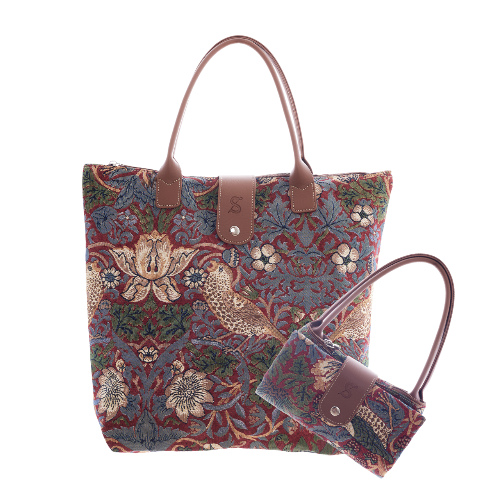 FOLD-STRD | STRAWBERRY THIEF RED FOLDING BAG