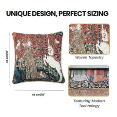 CCOV-ART-LU-TA | LADY AND UNICORN SENSE OF TASTE Pillowcase/CUSHION COVER | DECORATIVE DESIGN FASHION HOME PILLOW 18X18 INCH