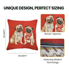 CCOV-PN-PUGRD | PANEL-PUG RED PILLOWCASE/CUSHION COVER 18X18 INCH
