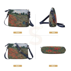 XB02-ART-CM-POPFL | CLAUDE MONET POPPY FIELD CROSS BODY BAG PURSE HANDBAG