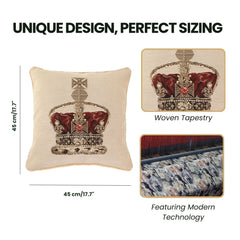 CCOV-PN-CRWWT | TAPESTRY CUSHION BAG - PANEL-CROWN WHITE PILLOWCASE/CUSHION COVER 18 X 18 INCH