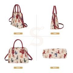 CONV-CHEKY | Cheeky Cat Convertible Top Handle Purse Handbag