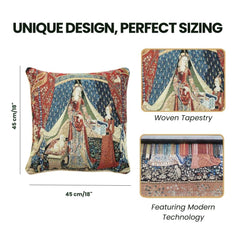 CCOV-ART-LU-DE | LADY AND UNICORN Pillowcase/CUSHION COVER | DECORATIVE DESIGN FASHION HOME PILLOW 18X18 INCH