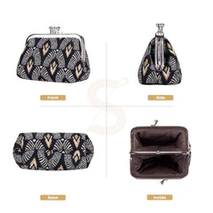 FRMP-LUXOR | BLACK AND WHITE LUXOR COIN CLASP FRAME PURSE WALLET