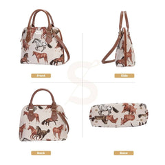 CONV-RHOR | Running Horse Convertible Top Handle Purse Handbag