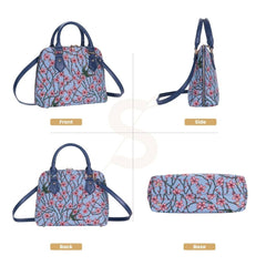 CONV-BLOS | Almond Blossom And Swallow Convertible Top Handle Purse Handbag