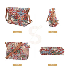 XB02-STRD | WILLIAM MORRIS STRAWBERRY THIEF RED CROSS BODY BAG PURSE HANDBAG