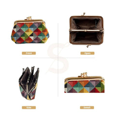 FRMP-MTRI | MULTICOLOR TRIANGLE COIN CLASP FRAME PURSE WALLET