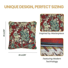 CCOV-ART-MORRIS-3 | WILLIAM MORRIS TREE OF LIFE RED Pillowcase/CUSHION COVER | DECORATIVE DESIGN FASHION HOME PILLOW 18X18 INCH