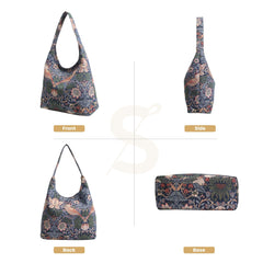 HOBO-STBL | WILLIAM MORRIS STRAWBERRY THIEF BLUE HOBO HANDBAG SHOULDER BAG