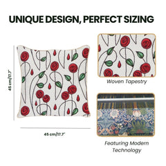 CCOV-RMSP | RENNIE MACKINTOSH SIMPLE ROSE PILLOWCASE/CUSHION COVER | DECORATIVE DESIGN FASHION HOME PILLOW 18X18 INCH