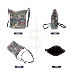 SLING-STBL | WILLIAM MORRIS STRAWBERRY THIEF BLUE SLING BAG PURSE CROSSBODY