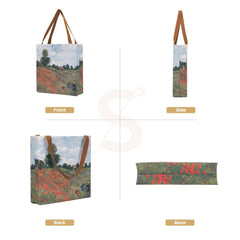 GUSS-ART-CM-POPFL | CLAUDE MONET POPPY FIELD Foldable Gusset Shopping Bag