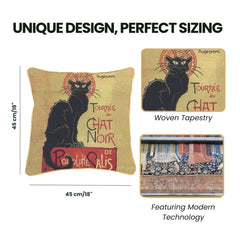 CCOV-ART-TS-CHAT | STEINLEN TOURNEE DU CHAT NOIR PILLOWCASE/CUSHION COVER | DECORATIVE DESIGN FASHION HOME PILLOW 18X18 INCH
