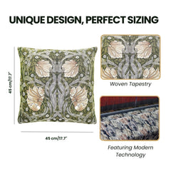 CCOV-PN-PIMPERNEL-GN | WILLIAM MORRIS PIMPERNEL AND THYME GREEN - PANELLED PILLOWCASE/CUSHION COVER 18X18 INCH