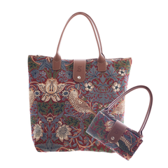 FOLD-STRD | STRAWBERRY THIEF RED FOLDING BAG