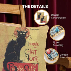 CCOV-ART-TS-CHAT | STEINLEN TOURNEE DU CHAT NOIR PILLOWCASE/CUSHION COVER | DECORATIVE DESIGN FASHION HOME PILLOW 18X18 INCH