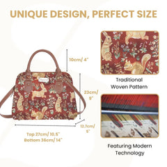 CONV-FORRD | Forest Life Red Top Handle Purse Handbag