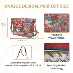 XB02-STRD | WILLIAM MORRIS STRAWBERRY THIEF RED CROSS BODY BAG PURSE HANDBAG