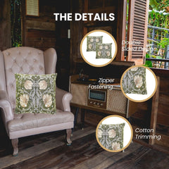 CCOV-PN-PIMPERNEL-GN | WILLIAM MORRIS PIMPERNEL AND THYME GREEN - PANELLED PILLOWCASE/CUSHION COVER 18X18 INCH
