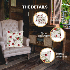 CCOV-LDBD | LADYBUG PILLOWCASE/CUSHION COVER | DECORATIVE DESIGN FASHION HOME PILLOW 18X18 INCH