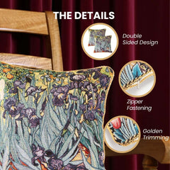 CCOV-ART-VANGOGH-2 | VAN GOGH IRIS PILLOWCASE/CUSHION COVER | DECORATIVE DESIGN FASHION HOME PILLOW 18X18 INCH