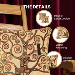 CCOV-ART-KLIMT-2 | Gustav Klimt Tree of Life Pillowcase/CUSHION COVER | DECORATIVE DESIGN FASHION HOME PILLOW 18X18 INCH