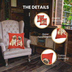 CCOV-PN-PUGRD | PANEL-PUG RED PILLOWCASE/CUSHION COVER 18X18 INCH