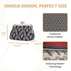 FRMP-LUXOR | BLACK AND WHITE LUXOR COIN CLASP FRAME PURSE WALLET