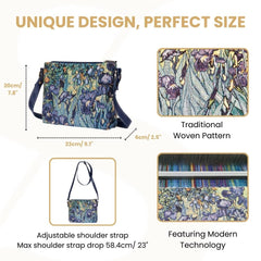XB02-ART-VG-IRIS | VAN GOGH IRIS CROSS BODY BAG PURSE HANDBAG