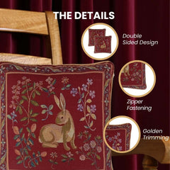 CCOV-ART-LU-RABBITDRD Cushion Cover Art Rabbit Dark Red W45 x H45 CM (W18 x H18 INCH)