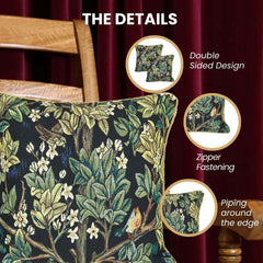 CCOV-ART-MORRIS-2 | WILLIAM MORRIS TREE OF LIFE BLUE Pillowcase/CUSHION COVER | DECORATIVE DESIGN FASHION HOME PILLOW 18X18 INCH