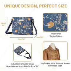 XB02-AUST | JANE AUSTEN BLUE CROSS BODY BAG PURSE HANDBAG