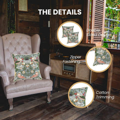 CCOV-PN-STGR | WILLIAM MORRIS STRAWBERRY THIEF GREY - PANELLED PILLOWCASE/CUSHION COVER 18X18 INCH