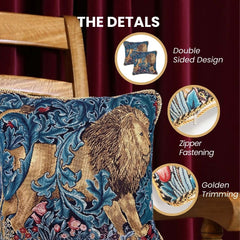 CCOV-ART-MORRIS-5 | WILLIAM MORRIS THE LION PILLOWCASE/CUSHION COVER | DECORATIVE DESIGN FASHION HOME PILLOW 18X18 INCH
