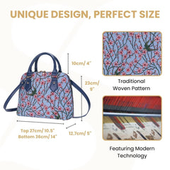 CONV-BLOS | Almond Blossom And Swallow Convertible Top Handle Purse Handbag