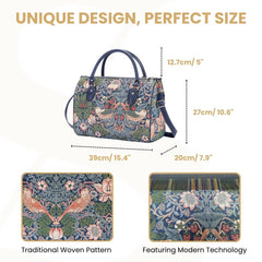 TRAV-STBL | WILLIAM MORRIS STRAWBERRY THIEF BLUE TRAVEL BAG WEEKEND GYM HOLDALL