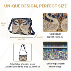 XB02-ART-WC-SWAN | WALTER CRANE SWAN CROSS BODY BAG PURSE HANDBAG