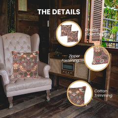 CCOV-PN-PIMPERNEL-RD | WILLIAM MORRIS PIMPERNEL AND THYME RED - PANELLED PILLOWCASE/CUSHION COVER 18X18 INCH