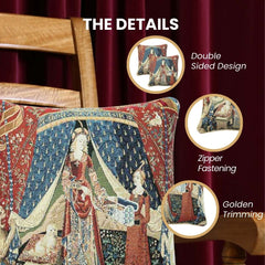 CCOV-ART-LU-DE | LADY AND UNICORN Pillowcase/CUSHION COVER | DECORATIVE DESIGN FASHION HOME PILLOW 18X18 INCH
