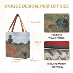 GUSS-ART-CM-POPFL | CLAUDE MONET POPPY FIELD Foldable Gusset Shopping Bag