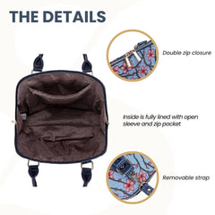 CONV-BLOS | Almond Blossom And Swallow Convertible Top Handle Purse Handbag