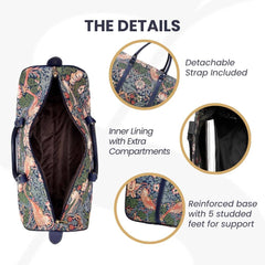 BHOLD-STBL | William Morris Strawberry Thief Blue Big Holdall/Duffel Bag