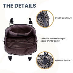 CONV-LUXOR | Black And White Luxor Convertible Top Handle Purse Handbag