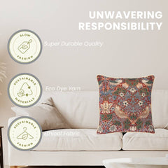 CCOV-PN-PIMPERNEL-RD | WILLIAM MORRIS PIMPERNEL AND THYME RED - PANELLED PILLOWCASE/CUSHION COVER 18X18 INCH